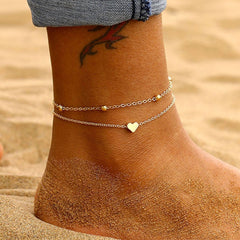 Aveuri New Fashion Simple Heart Female Anklets Foot Jewelry Leg New Anklets On Foot Ankle Bracelets For Women Leg Chain Gifts