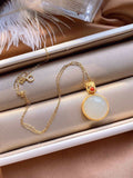 Aveuri Gold Color Necklace Natural Jade Bizuteria Pendant Gemstone for Women Bijoux Femme Collares Jade Necklace  Naszyjnik Jewelry