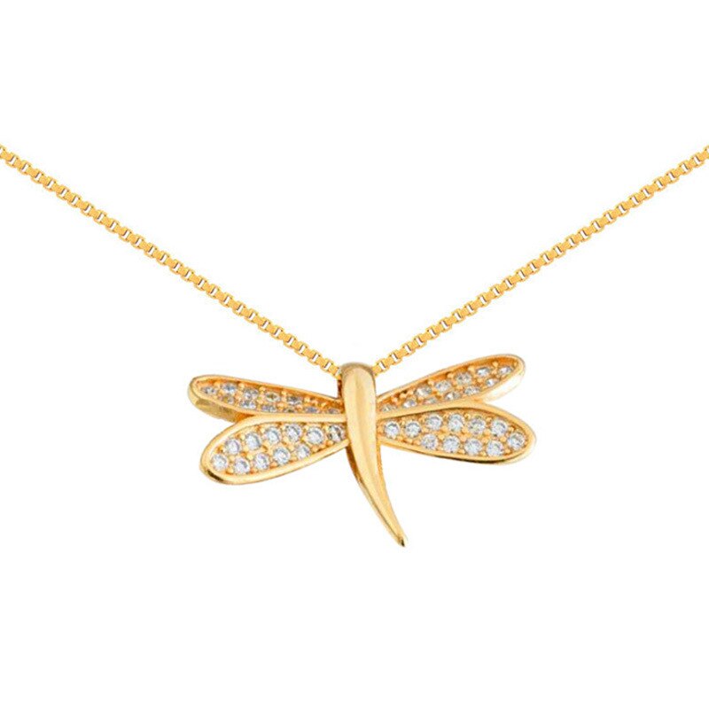 Christmas Gift alloy Box Chain Crtsral Dragonfly Charm Necklaces Pendants Choker Statement Necklace For Women Party Jewelry dz112