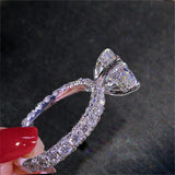 Christmas Gift Wedding Rings For Women Princess Luxury Propose Engagement Bridal Jewelry Cubic Zirconia Round Stone Fashion Bijoux CC2101