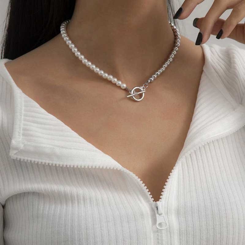 Vintage Wedding Pearl Choker Necklace For Women Geometric Gold Silver Beads Pendant Necklaces Jewelry Statement Collier 2023