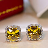 Christmas Gift Stud Earrings For Women Bridal Wedding 7*7mm Cubic Zirconia Square Engagement Earring Brincos Drop Shipping CCE643