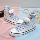 Christmas Gift Designer Women Cute Print Dog Canvas High Top Shoes Student Pink Shoes Girls Thick Heel Sneakers Casual Running Platform Shoes