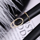 Aveuri 2023 Fashion Punk Metal Line Rhinestone Nail Rings For Women Manicure Fingertip Protective Cover Ring Stylish Gothic Y2K Jewelry New
