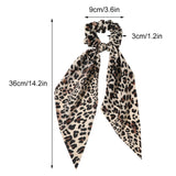 Aveuri Fashion Leopard Print Bow Satin Long Ribbon Ponytail Scarf Hair Tie Scrunchies Women Girls Elastic Hair Bands Hair Accessories