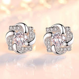 Christmas Gift   Stud Earrings High Quality Woman Fashion Jewelry New Lucky Clover Crystal Zircon Hot Sale Earrings