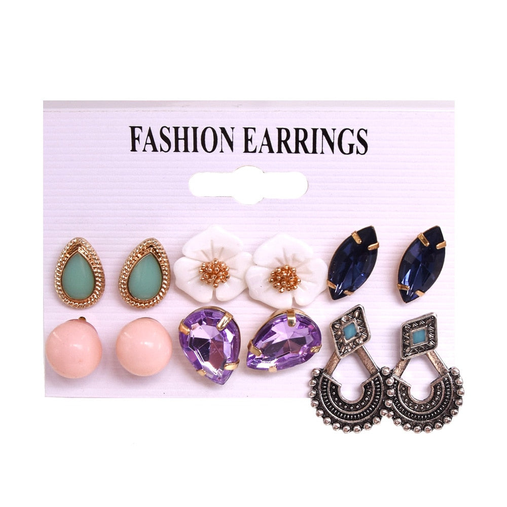 Vintage flowers leaves Earrings for Women 2023 New Fashion Cross Leaf Gold Stud Earring Set Oversize DIY Fashion Jewelry