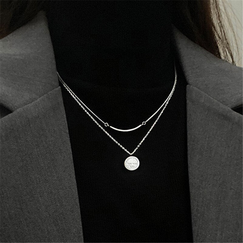Christmas Gift Double Layer Round Bead Pendant Choker Necklace For Girl Women Statement Wedding  Jewelry dz595