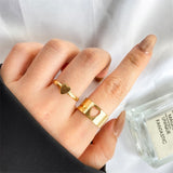 Aveuri Gold Silver Color Planet Rings For Women Men Lover Adjustable Couple Rings Set Wedding Friendship Jewelry