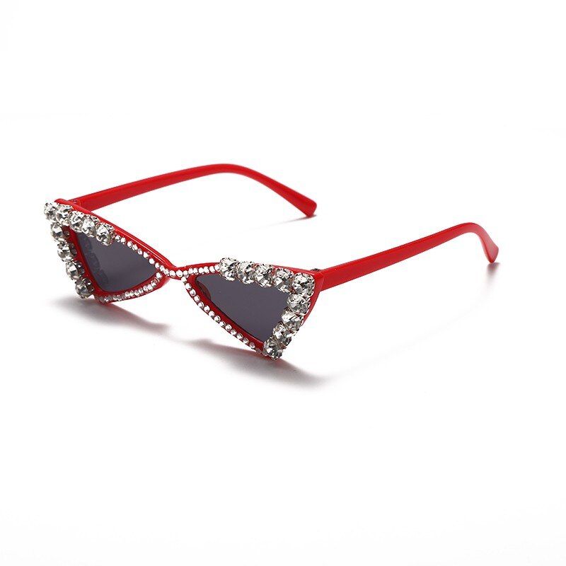 Aveuri Baby Cat Eye Sunglasses Kids Diamond Crystal Sun Glasses UV400 Summer Shades Black Red Small Eyewear Luxury Gafas De