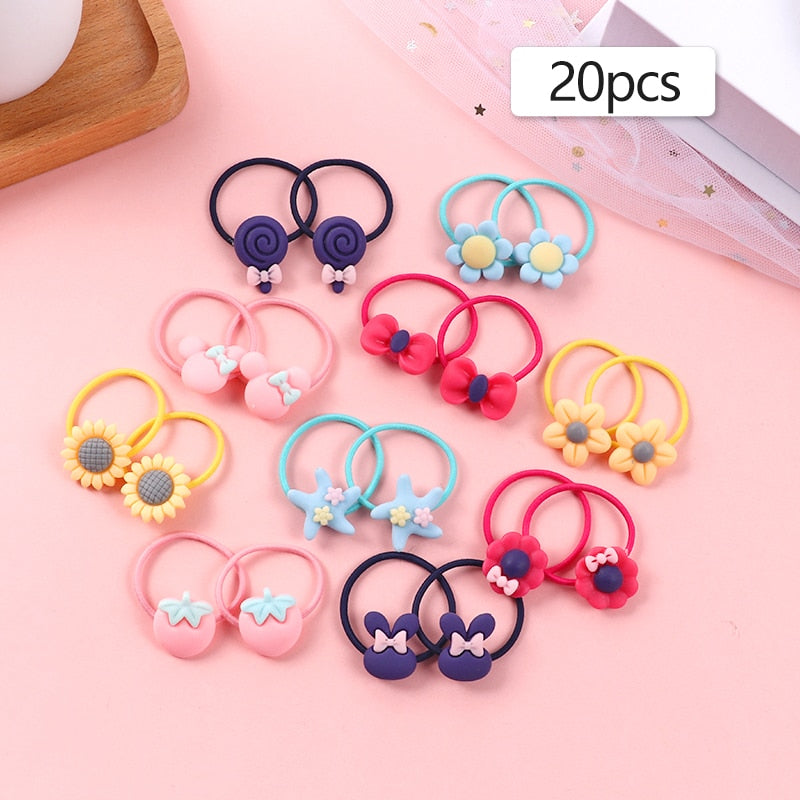 Back to school 2023 AVEURI Cute Girls Colorful Hair Bands Set Nylon Elastic Rubber Bands Hair Accessories Children Ponytail Holder Scrunchies Baby Headband