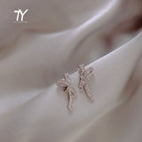 Christmas Gift 2023 new inlaid zircon Bow Earrings Korean sexy women jewelry temperament Party Wedding Earrings Fashion student Earrings