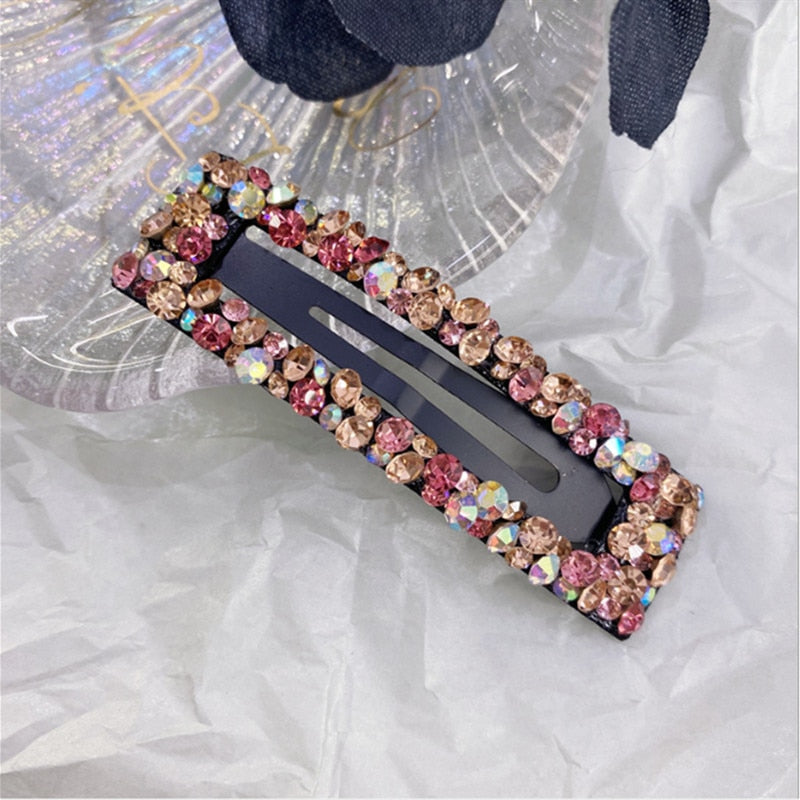 Rhinestone Hair Clip Fashion Hair Accessories Women Seamless Crystal Hollow Water Droplet Square Triangle Hairgrips Hairpin New