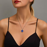 Christmas Gift 2023 New Titanic Heart Of Ocean Blue Heart Love Forever Pendant Necklace For Women Men Jewelry Gift