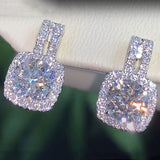 Aveuri Fashion Silver Color CZ Stud Earrings for Women Bling Bling AAA White Cubic Zirconia Statement Earrings Hot Sale Jewelry