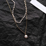 Aveuri 2023 Fashion Chain Pearl Necklace For Women Baroque Pearl Metal Charm Pendants Necklaces Choker Bead Chain Jewelry Gifts