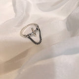 AVEURI 2023 Hip Pop Vintage Metal Punk Chain Cross Open Rings Belt Buckle Design Finger Rings For Women Men Party Jewelry Gifts