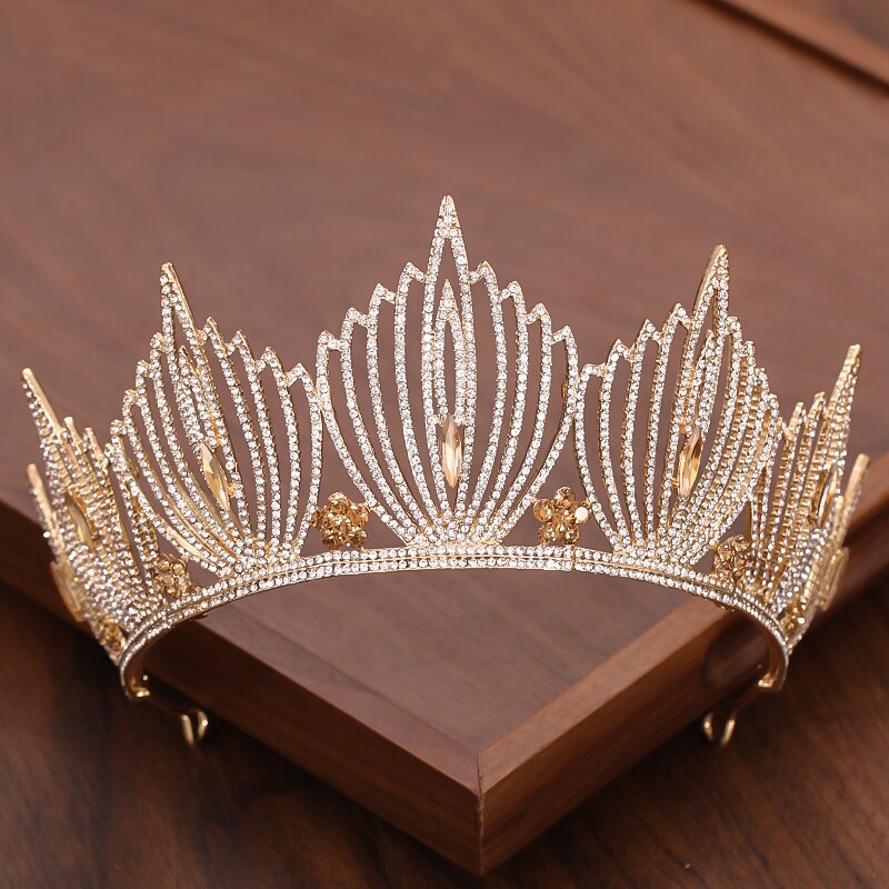 Bridal Crown And Tiara Headpiece Gold Silver Color Rhinestone Crystal Diadem Queen Crown Princess Tiaras Wedding Hair Jewelry