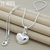 Aveuri Alloy Solid Small Heart Pendant Necklace 16-30 Inch Snake Chain For Women Wedding Charm Fashion Jewelry