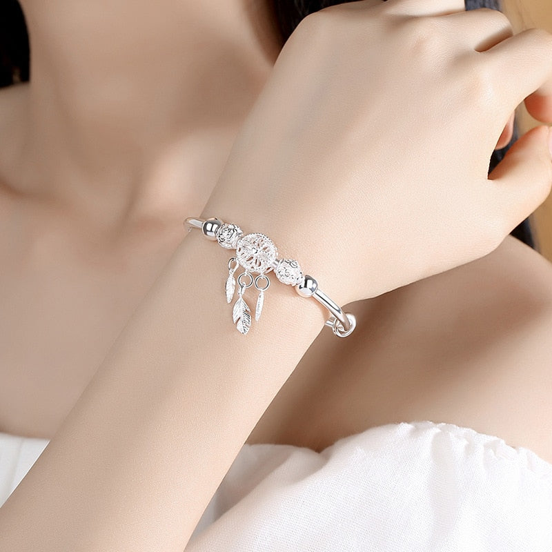 Christmas Gift Dreamcatcher Tassel Feather Charm Bracelet &Bangle For Women Fashion Elegant Jewelry Accessories  sl209