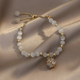 Christmas Gift 2023 New Advanced Simple Opals Charm Bracelets Korean Fashion Jewelry Geometric Zircon Pendant Accessories Bracelet For Woman