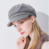 Christmas Gift New spring  Women's Hat Wool 0ctagonal Hat With Visor Fashion Solid Newsboys Hat for Girl  Women Autumn Hat