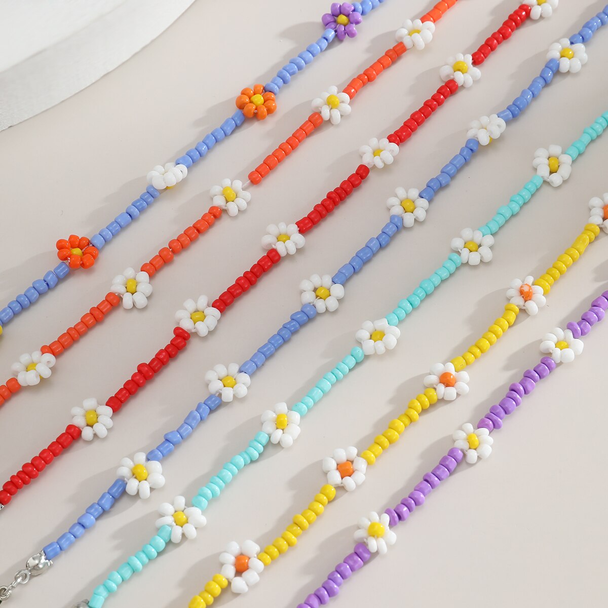 Aveuri Kpop Flower Anklet Bracelet Women 2023 Fashion Colorful Seed Beads Chain Charm Bracelet On The Leg Boho Jewelry