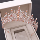 Baroque Retro Rose Gold Peach Crystal Bridal Tiaras Crown Rhinestone Pageant Prom Diadem Bride Headband Wedding Hair Accessories