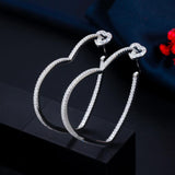 Christmas Gift New Trendy White Cubic Zirconia Yellow Gold Color Love Heart Shape Big Hoop Earrings for Women Jewelry Gift CZ799