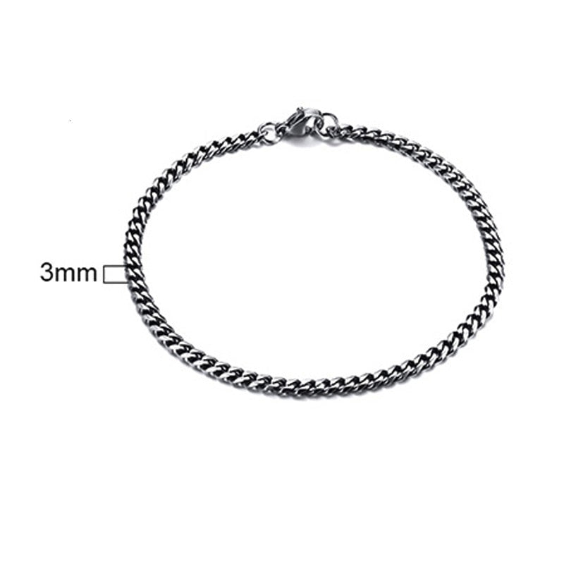 Aveuri Cuban Link Chain Bracelet for Men Women Couples Stainless Steel Wristbands 3mm to 11mm to Boyfreind husbands