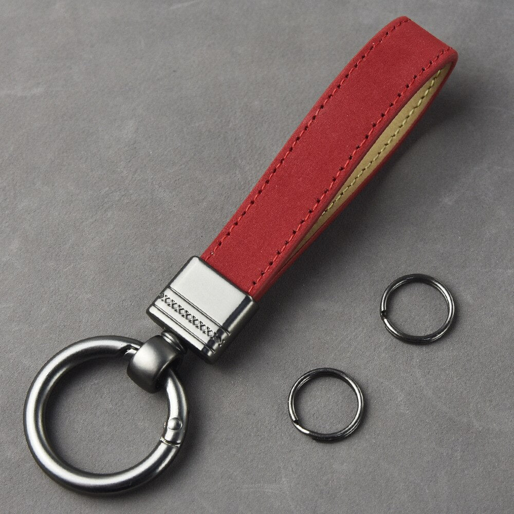 Aveuri Leather Car Key Chain Frosted Top Leather Spring Coil Key Pendant Gift