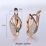 prom accessories prom accessories Aveuri Graduation gifts Leaf Shaped Stud Earring 585 White Rose Gold Color Geometric Cut Out Leaf Clear Cubic Zircon Drop Earrings for Women Girl GE291