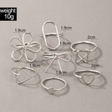 Tocona 7pcs/sets Big Flowers Silver Color Ring Sets for Women Cute Hollow Out Heart Bowknot Alloy Metal Jewelry Anillo  19717