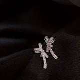 Christmas Gift 2023 new inlaid zircon Bow Earrings Korean sexy women jewelry temperament Party Wedding Earrings Fashion student Earrings