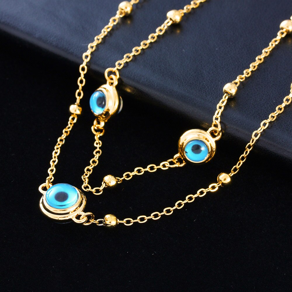 Christmas Gift Blue Evil Eye Crystal Charm Allah Necklace for Women Muslim Jewelry 5 Turkish Blue Eye Necklace Gold Color Plated Never Faded