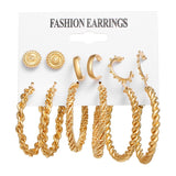 Christmas Gift EN Trendy Exquisite Pearl Metal Earrings Set For Women Geometric Circle Hoop Earrings Set of Earrings Brincos 2023 Trend Jewelry