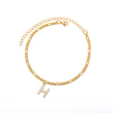 Aveuri A-Z Letter Anklets For Women Zircon Initial Charm Gold Silver Color Cuban Link Anklet Bracelet Boho Jewelry Gift Bijoux Femme