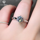 Christmas Gift Women Rings 1ct 6.5mm Cubic Zirconia Round Stone Simple Ring Bridal Wedding Jewelry Engagement Bijoux Femme