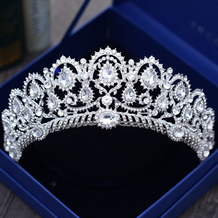 Aveuri Diverse Silver Color Gold Crystal Crowns Bride tiara Fashion Queen For Wedding Crown Headpiece Wedding Hair Jewelry Accessories