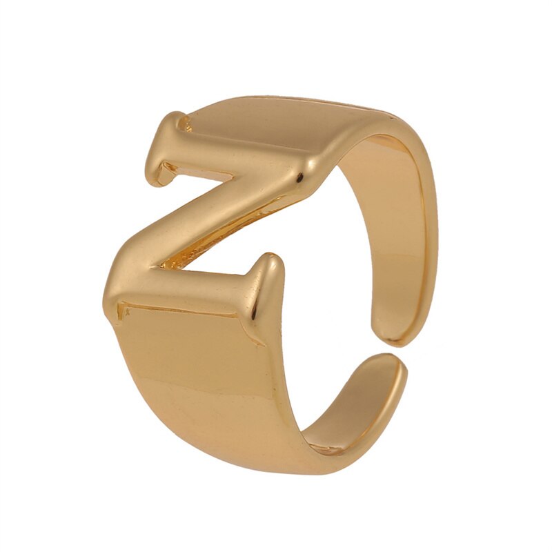 Letter Ring Women 2023 New Vintage Simple Adjustable Gold Color Hollow Opening Finger Ring For Women Jewelry Gift