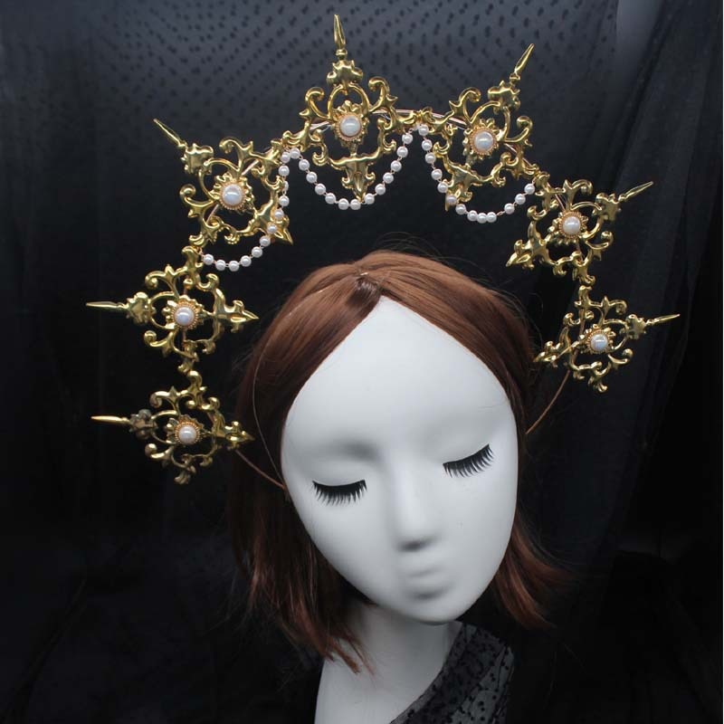 DIY Material package Gothic Halo Crown Headband Gorgeous Vintage Church Mary Baroque Tiara Headwear Lolita Virgin Headpiece