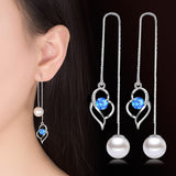Christmas Gift alloy New Women's Fashion Jewelry Earline High Quality Zircon Pearl Long Tassel Heart Earrings