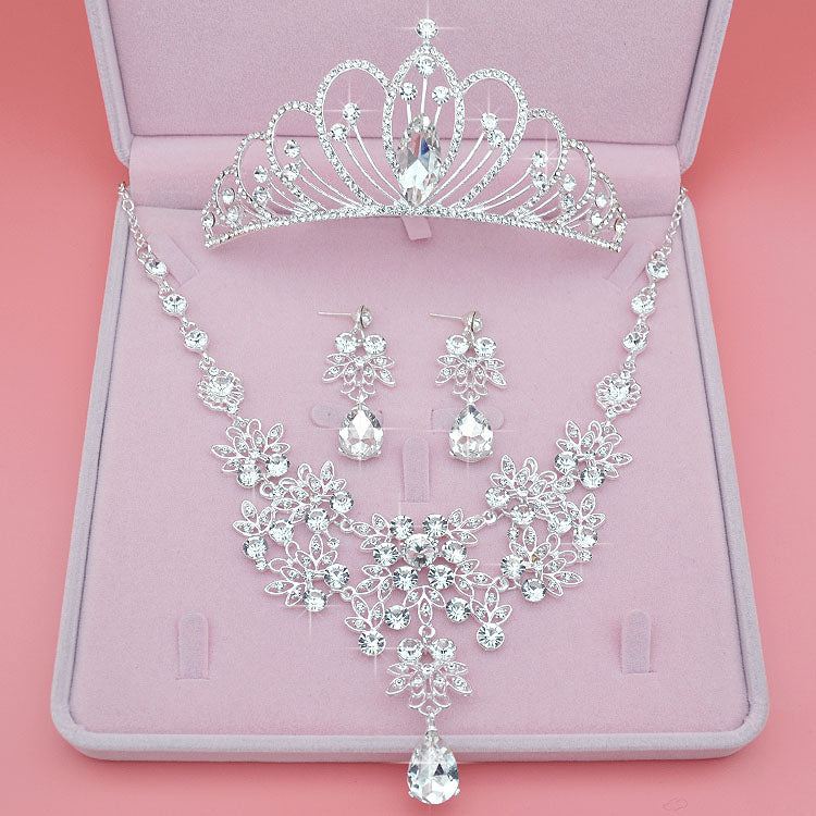 High Quality Fashion Crystal Wedding Bridal Jewelry Sets Women Bride Tiara Crowns Earring Necklace Wedding Jewelry Accessories