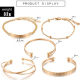 Tocona Bohemia Charm Bracelets for Women Geometric Design Adjustable Open Rose Gold Bracelet Set Luxury Famous Jewerly 8981