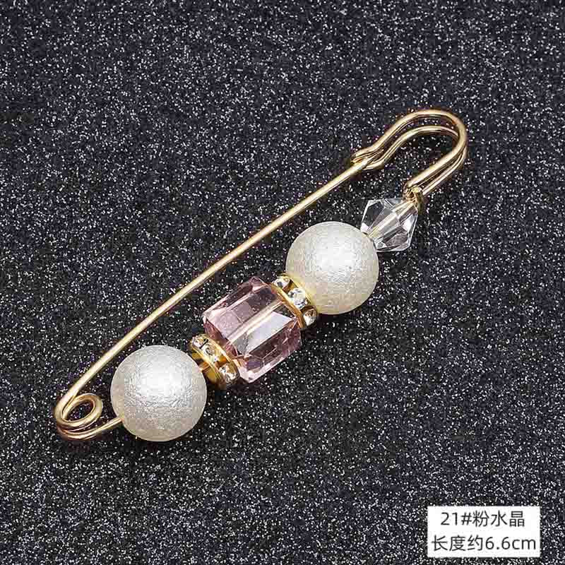 Lapel Pin Women Simulated-Pearl Pendant Pins Crystal Rhinestone Brooch For Woman Scarf Buckle Clips Hat Clothes Multipurpose Pin