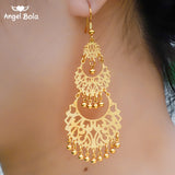 Christmas Gift Oman Allah Muslim Gold Color Drop Earrings for Women Nigeria Turkish Jewelry Gifts with Pieces Tassel Pendant Earrings