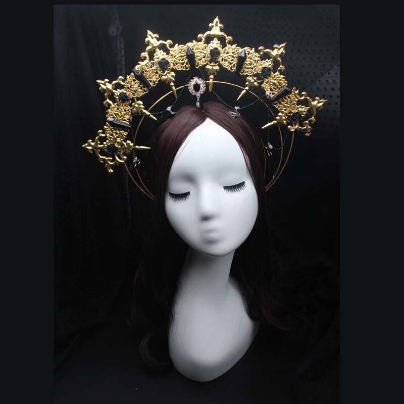 DIY Material package Gothic Halo Crown Headband Gorgeous Vintage Church Mary Baroque Tiara Headwear Lolita Virgin Headpiece