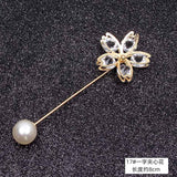 Lapel Pin Women Simulated-Pearl Pendant Pins Crystal Rhinestone Brooch For Woman Scarf Buckle Clips Hat Clothes Multipurpose Pin
