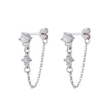 Christmas Gift Fashion Simple Tassel Zircon Stud Earrings For Women Elegant Party Jewelry pendientes eh1039