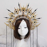 Lolita Tiara Crown Headband DIY Material Package Halloween Vintage Sun Goddess Baroque Halo Headpiece Parts